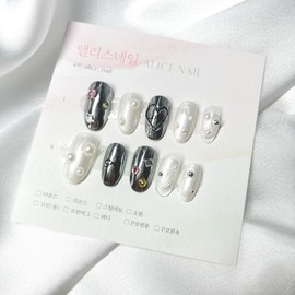 Blanc Noir |Silver White Gel Nail - Stiletto / 블랑 누아 Blanc Noir | 실버 화이트 젤네일 - 스틸레토