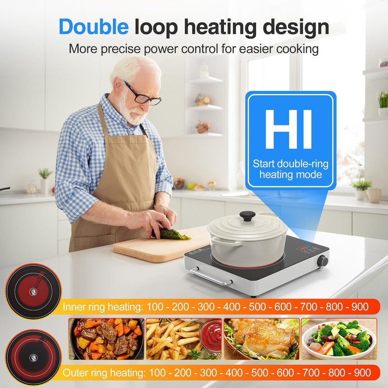 VBGK Electric Cooktop, 110V Touch and Knob Electric Stove Top,
