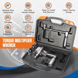 Autory Torque Wrench Lug Nut Removal Tool 1:16 Heavy Duty Labor Saving Lug Nut Remover Wrench Set 1/2" Driver Torque Multiplier Wrench With 17mm/19mm/21mm Sockets,And Carrying Case