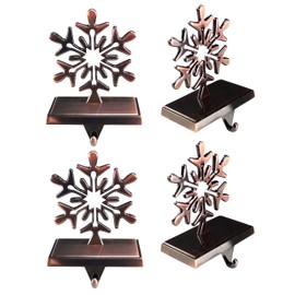 Iconikal Snowflake Stocking Hanger Holder, Oil-Rubbed Bronze, 4-Pack