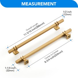 HOME EDIT 5 Pack 8-3/4 inch Gold Cabinet Handles Square Zinc-Alloy Pulls for Kitchen Dresser Closet and Bathroom Cabinets Hardware