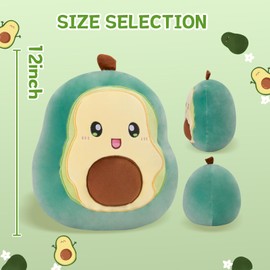 Athoinsu 12 Inch Stuffed Avocado Fruit Plush Toy Soft Hugging Pillow and Cheese Food Shaped Stuff Cuddle Kawii Avocado Pillow Gifts for Kids Girls & Boys