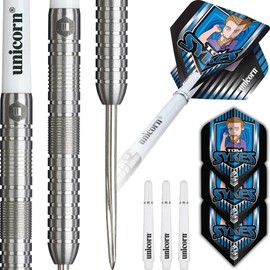 Unicorn Darts Set Global | Tom Sykes | 90% Natural Tungsten Bullnose Barrels with Intricately Machined Grip Rings | Durable Stunning Ultrafly Flights | Steel Tip Volute Points | 22 g