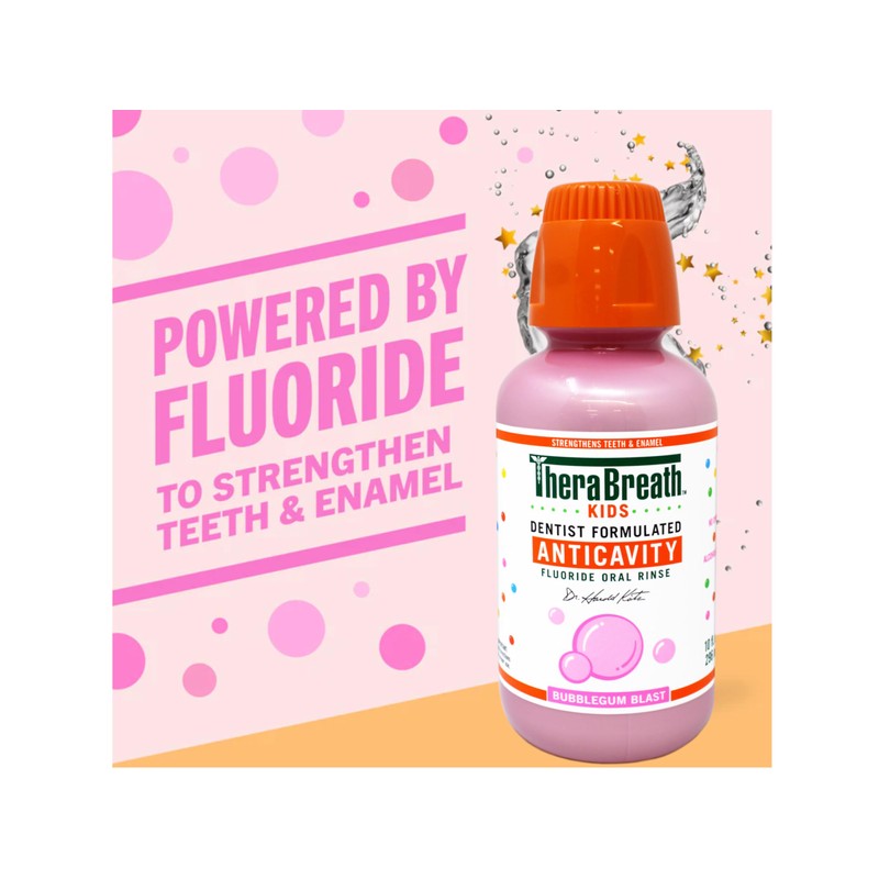 TheraBreath Kids Anticavity Mouthwash, Bubblegum Blast, 10 FL OZ