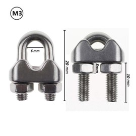 Pack of 30, 1/8 Inch M3 Stainless Steel Wire Rope Cable Clip Clamp 304 Stainless Steel