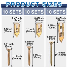 VARMDUKKE 60Pcs Self-Drilling Anchors, Metal Anchors and Screws for Heavy Duty, Self Drilling Screw Anchors Kit, No Drill and Holes in Wall - 3 Sizes