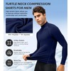 OVIYEGAIN Navy Blue Compression Turtleneck Long Sleeve Sports Undershirt Athletic