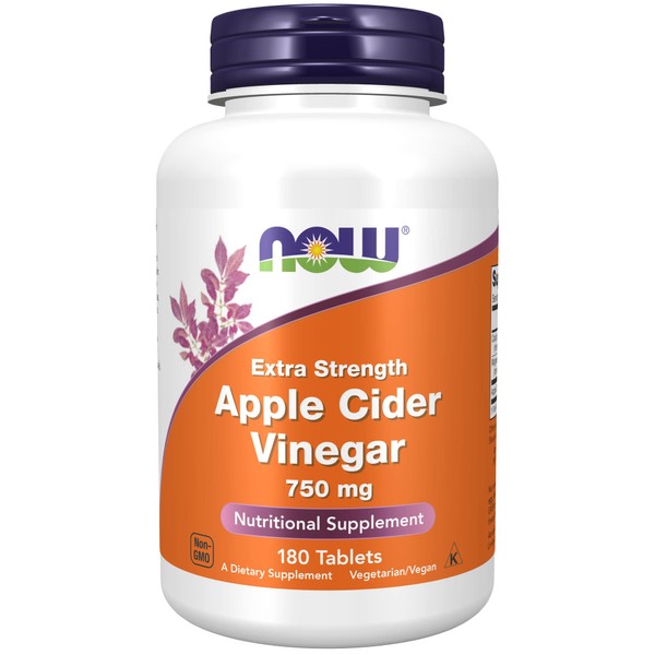 NOW Supplements, Apple Cider Vinegar 750 mg, from Fermentation of Sweet Apple Cider, Extra Strength, 180 Tablets