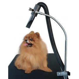 SHELANDY Dog Pet Grooming Table Hair Dryer Stand Hose Tube Holder Hands-Free Stainless Steel Groomers Adjustable Third Arm with Clamp