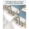 FORIOUS Brushed Nickel Bathroom Faucet 3 Hole Vanity with Metal