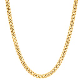 VEXXS Men's Gold Chain Diamond-Cut,18K Real Gold Plated Cuban Link Chain, Durable No Color Fading Curb Chain 5mm Chain