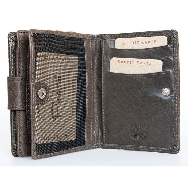 Women's Dark Bown Genuine Leather Wallet Without Any Logos or