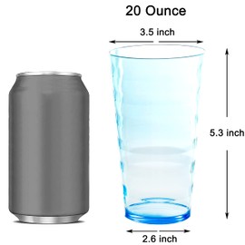 Youngever 9 Pack 600ML Re-usable Plastic Tumblers, Stackable Drinking Glasses, Shatterproof Beverage Tumblers, NO BPA, Top Rack Dishwasher Safe, in 9 Assorted Colors (Fold Pattern)