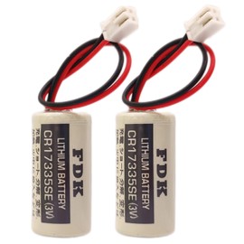 Giobbiy (2-Pcs) CR17335SE 3V 1800mAh Non-Rechargeable Lithium Cell for FDK CR17335SE 3V Epson Robot Controller RC Series Battery R13B060003 with White Plug (3 Volt, 1.8Ah, Non-rechargrable)