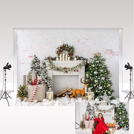 Kate Merry Christmas Photo Backdrop for Photography Xmas Tree Fireplace Xmas Party Photo Studio Background Photo Studio Prop 7x5ft/2.2x1.5m