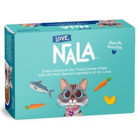 LOVE, NALA - Natural Adult Cat Wet Food - Pate Mackerel with Carrot & Pumpkin Recipe- Grain Free, Non-GMO, Lean Protein, Omega 3, Digestive Fiber Blend, Added Minerals & Vitamins - 12 Pack 2.4 lbs.