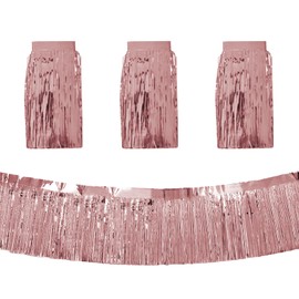 3 Packs Lametta Fransen Fringe Girlande Metallic Foil Fringe Garland Fringe Banners Für Geburtstag Graduation Hochzeit Party Deko (Roségold)