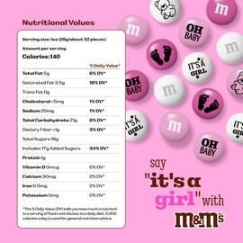 M&M'S World It's A Girl Milk Chocolate Candy 5lb Bag with Pink and White M&M'S for Baby Girl Showers Gender Reveal Parties and Baby Celebration Favors