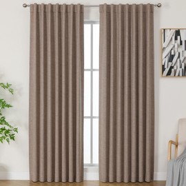 Airwill Natural Linen Blackout Curtains,Thermal Insulated 84 inch Length Drapes for Living Room, Set of 2 Panels, Back Tab/Rod Pocket, 84 Inch Long (52x84 Inch, Linen)