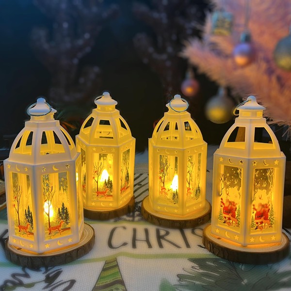 Set of 4 Christmas Decoration Lanterns Christmas Lantern with LED