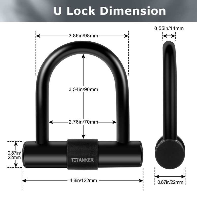 Titanker Bike Chain Lock with U Lock, 3 Feet Bicycle