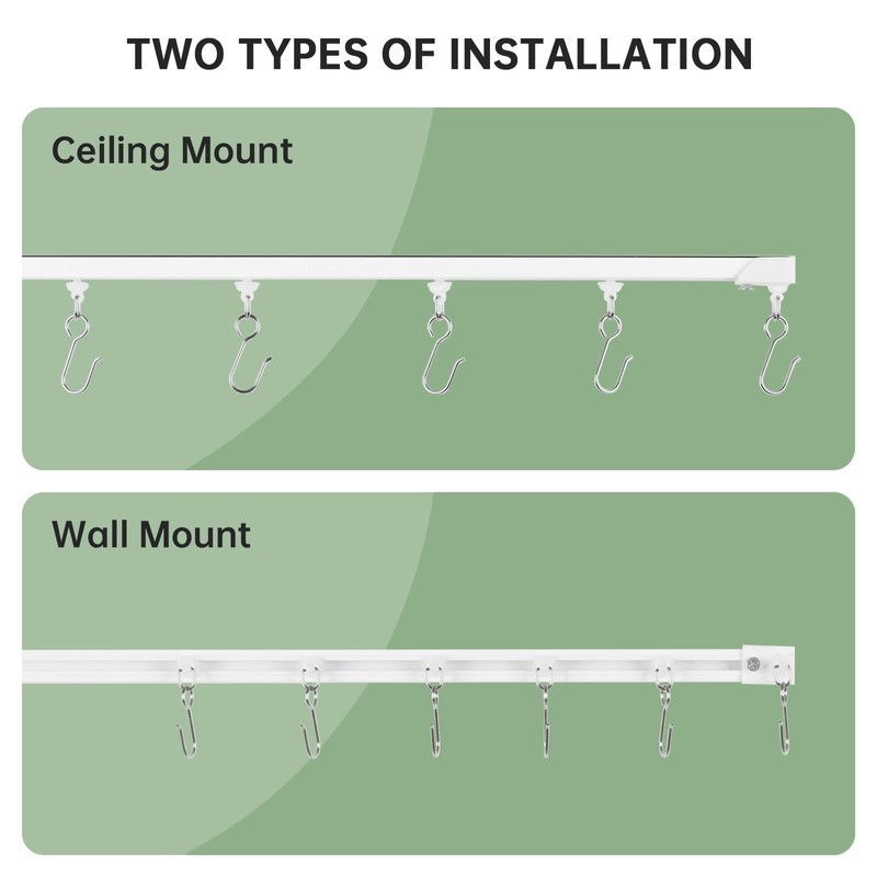KXLife Self Adhesive Ceiling & Wall Curtain Track 16 FT,
