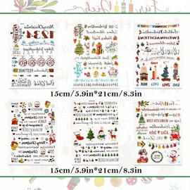Kerzentattoos Weihnachten 6 Stück, RUNEAY Kerzensticker Weihnachten Wasserschiebefolie Kerzen Tattoo Weihnachten Kerzenfolie Transferpapier Weihnachtskerzen Transferfolie Kerzenaufkleber Sticker
