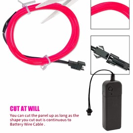 2M EL Light Wire Neon Glowing Strip, 5 Way EL Battery Rope Lights Electroluminescent for Party Costume Cosplay Clothing Decoration(Ourbest 5in1 5Pack 6Ft Red)