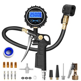 Digital Bike Tire Pressure Gauge, Presta Valve Adaptor, Schrader to Presta Valve Adapter for Air Compressor, Schrader Valve Adapter, Easiest Use Presta and Schrader Air Compressor Tool