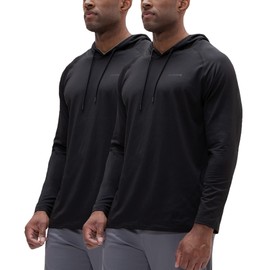 DEVOPS Men's Fleece Thermal Workout Hoodie (Black/Black, X-Large)