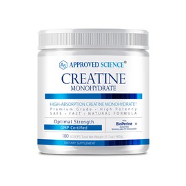 Approved Science Creatine Monohydrate Powder with BioPerine - Supports Lean Muscle Growth and Recovery - 360 Servings - 5000mg Per Serving - Unflavored - Non-GMO, Vegan
