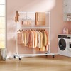 Hoctieon Double Rod Clothes Racks with Z-Base, Adjustable Clothing Rack,