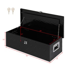 AutoForever 30 Inch Aluminum Truck Bed Tool Box Pick Up RV Trailer Toolbox Storage Lockable Organizer with Side Handle and Lock Keys Black 30" L x 14" W x 10" H