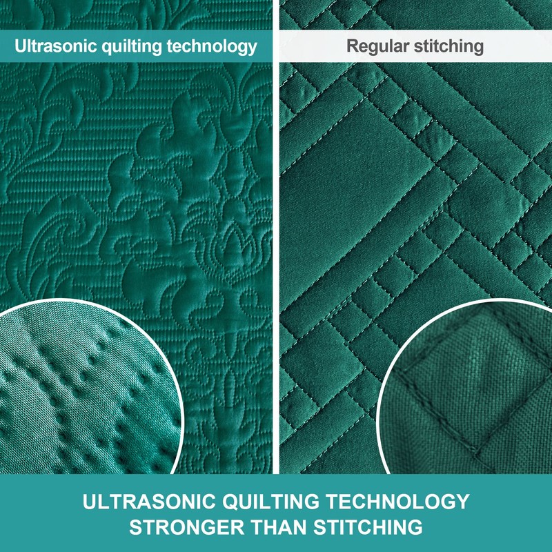 Hansleep Teal Quilt Queen Size - Damask Ultrasonic All Season