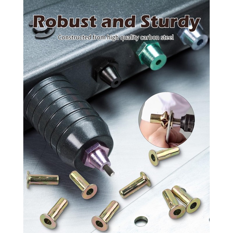 AOKLIT 200 Pack 1/4"-20 Multi-Grip Rivet Nut, Zinc-Plated Steel Rivet