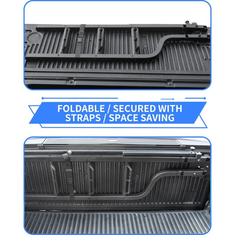 POKIAUTO 42" Aluminum Universal Pickup Truck Tailgate Ladder with Handrail,