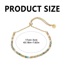 FDEETY Gemstone Beads Bracelet for Women Golden Beads Bracelets Genuine Natural Stone Bracelet Stacking Bracelets Adjustable Bracelet Elegant Everyday Jewellery, Brass