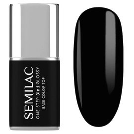 S190 Semilac Smalto UV 3 in 1 One Step Glossy The Black 7 ml – Smalto gel UV nero 3 in 1 | Base & Top Coat integrato | Lunga durata fino a 21 giorni