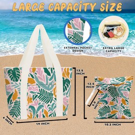 gfuhlre Beach Bag Wet Bag Waterproof Sandproof Women Beach Tote for Friends Travel Gifts with Wet Compartment for Pool Gym Grocery Travel Aloha Bags Waterproof Weekender Overnight Bags （2-Piece Set）