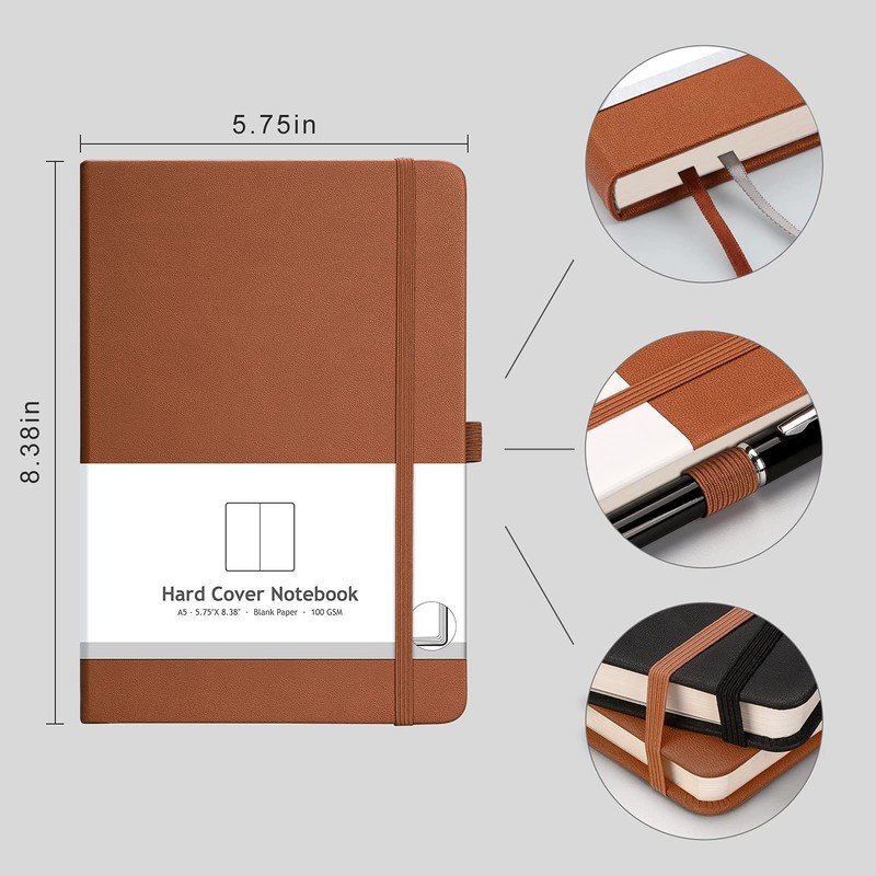RETTACY Blank Notebook A5 Plain Notebook 2 Pack - 384