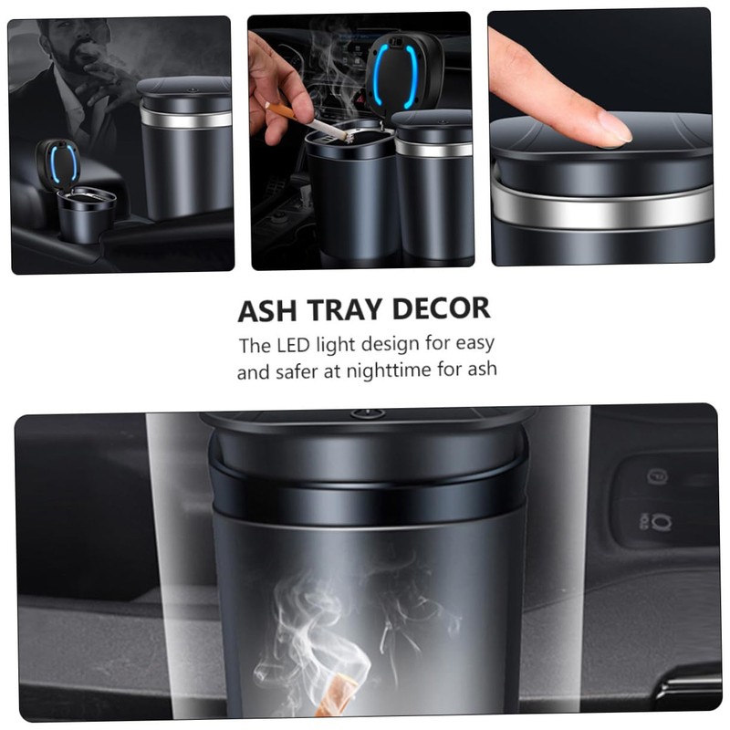 iplusmile 1pc Portable Ash Holder with Lid Led Light Design
