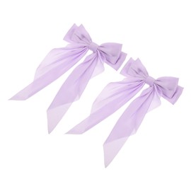 Baluue 2pcs Bowknot Ribbon Hair Clips for Women Long Tail Hair Barrettes Stylish Accessories for Ponytails and Updos