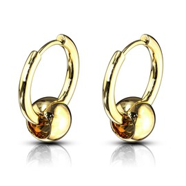 20GA 316L Stainless Steel Faux Captive Bead Hinged Hoop Earrings, Sold as a Pair, Metal, No Gemstone