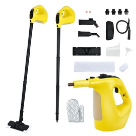 CHEFJOY Handheld Steam Cleaner, 1400W Pressurized Steamer with 17 Pieces Accessory Set & Child Lock, Multipurpose Portable Steam Mop for Home Use, Floors, Windows, Cars, Sofas (Yellow)