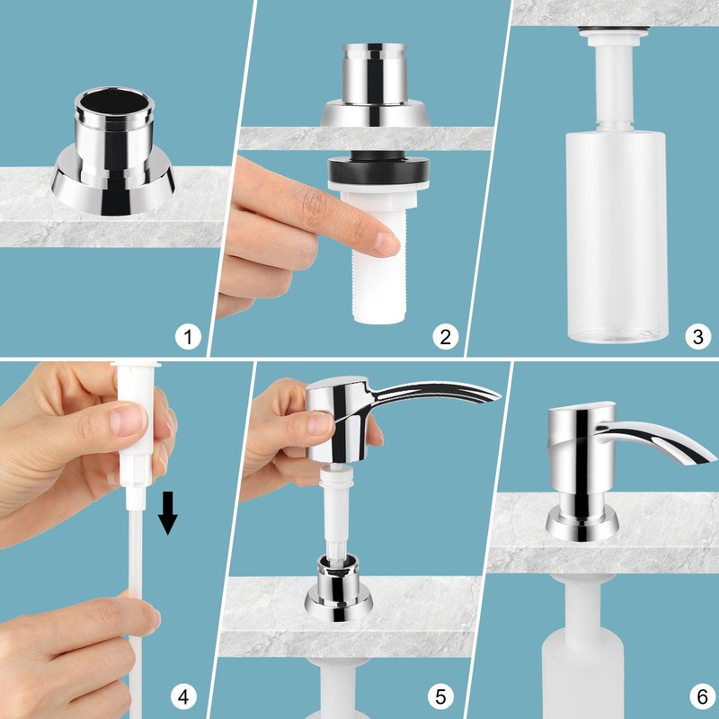 SAMODRA Kitchen Sink Soap Dispenser,Lotion Dispenser,ABS Dispenser Chrome Built-in Pump