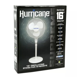 Hurricane Supreme Oscillating Stand Fan w/ Remote 16 in White
