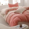 CLOTHKNOW Pink Velvet Queen Comforter Set 3Pcs Pink White Bedding