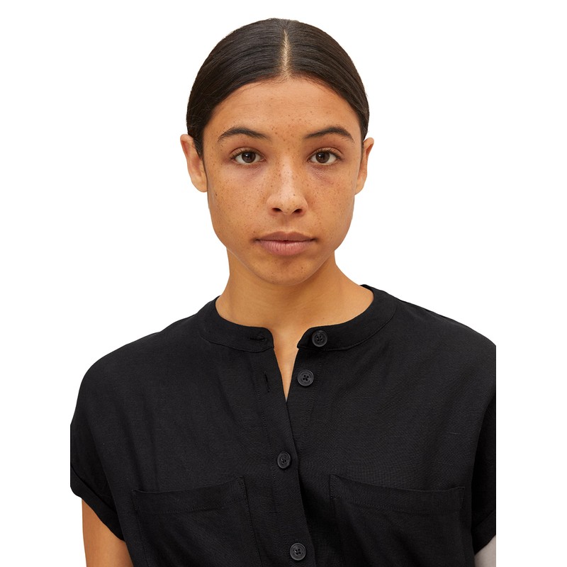 TOM TAILOR Women's Linen Jumpsuit, 14482 - Deep Black