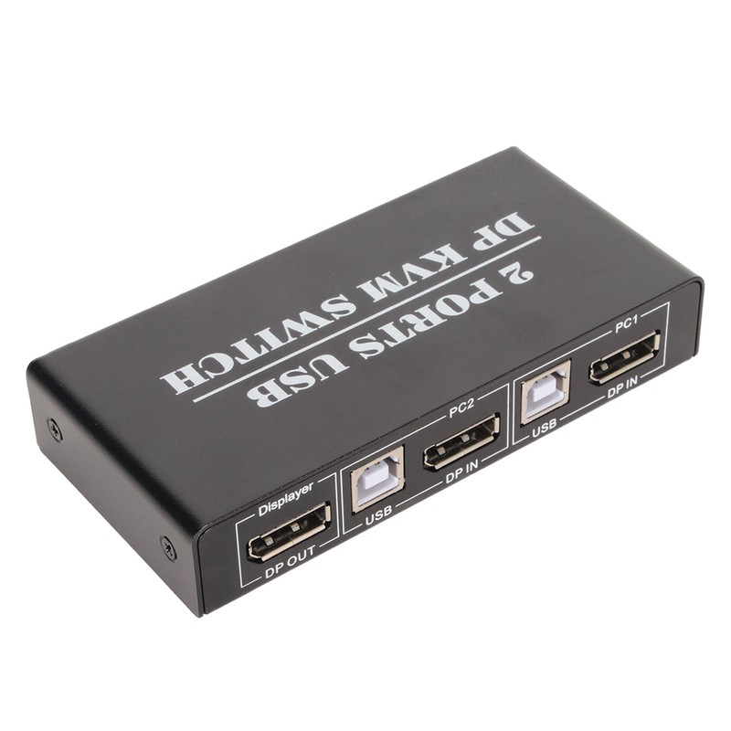 DisplayPort KVM Switch 2 Ports 4K 60Hz Dual Mode Aluminum