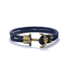 Fashion Vintage Anchor Bracelet, 1 Count Men's Classic Bracelet, Fashionable Hand Jewelry for Men, Casual Matching Jewelry for Party, Daily Clothing Decor - Color: Navy Blue, Specification: one-size